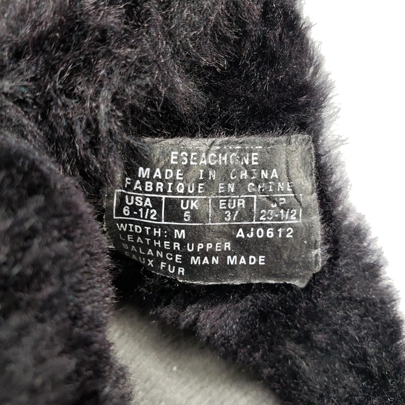 Easy Spirit | "Each One" Black Leather Faux Fur Trim Slip On Loafers Women's 6.5 - Picture 10 of 10